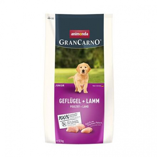 GranCarno Dog DryFood Junior s drůbežím a jehněčím masem, 12 kg