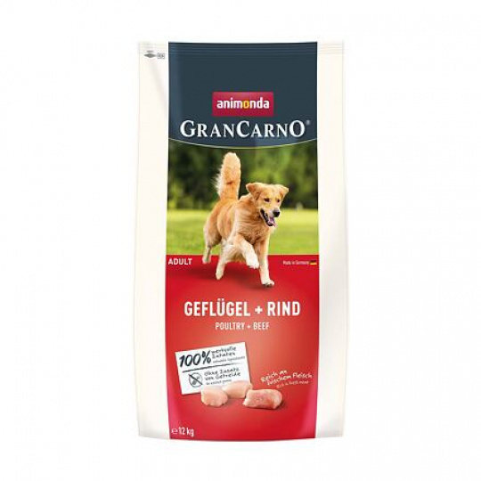 GranCarno Dog DryFood Adult s drůbežím a hovězím masem, 12 kg