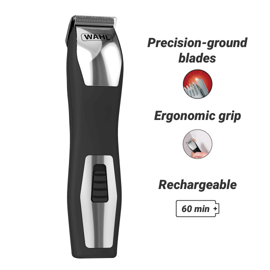 Wahl GroomsMan Pro Baterie Černá, Nerezová ocel