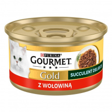 PURINA Gourmet Gold Succulent Delights Beef - mokré krmivo pro kočky - 85g