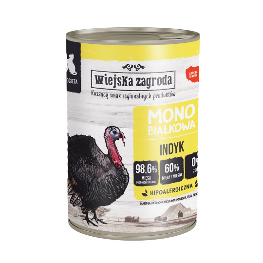 WIEJSKA ZAGRODA Monoproteinový Krůtí - mokré krmivo pro koťata - 400g