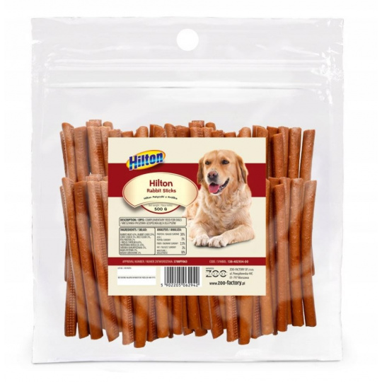 HILTON Soft Rabbit Sticks - psí pochoutka - 500g