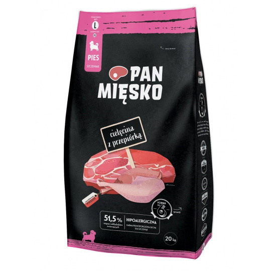 PAN MIĘSKO Veal with quail L puppy - suché krmivo pro psy - 20kg