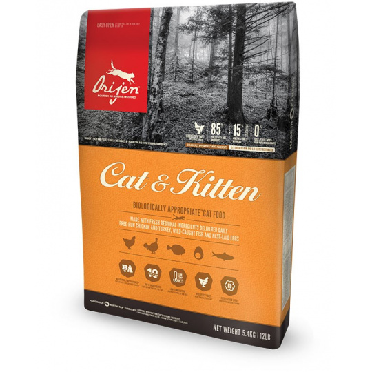 Orijen Cat & Kitten suché krmivo pro kočky 5,4 kg Kuřecí maso, Turecko