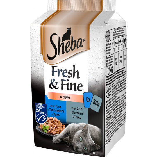 Sheba Fresh & Fine Mini rybí pokrmy v omáčce 6 x 50g