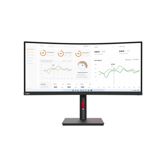 Lenovo ThinkVision T34w-30 LED display 86,4 cm (34") 3440 x 1440 px Wide Quad HD Černá