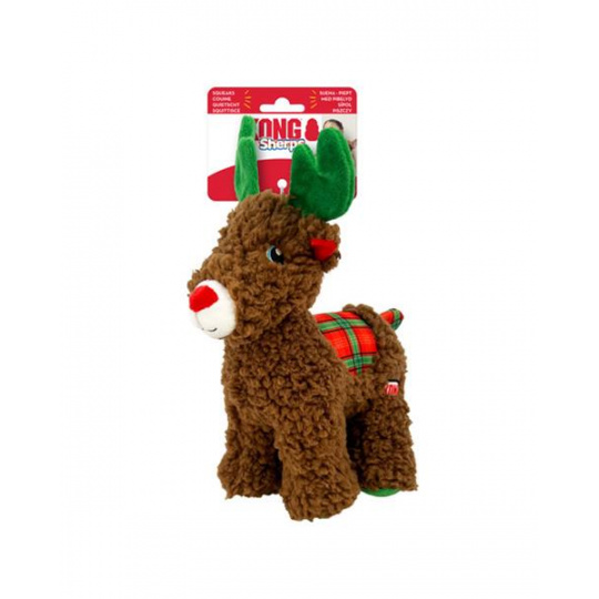 Hračka Kong Dog Holiday Sherps™ Reindeer s pískatkom, polyester, M