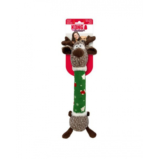 Hračka Kong Dog Holiday Shaker Luvs Reindeer s pískatkom, polyester, M