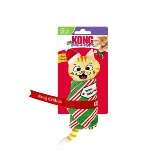 Hračka Kong Cat Holiday Pull-A-Partz Present s catnipoom, polyester
