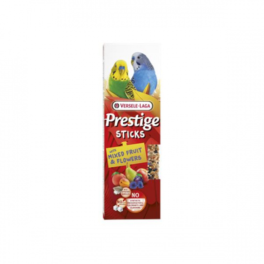 Pamlsok VL Prestige Sticks Small Parakeets with Mixed fruit & Flowers 2 ks - tyčinka pre andulky mix ovocia a kvety 60 g