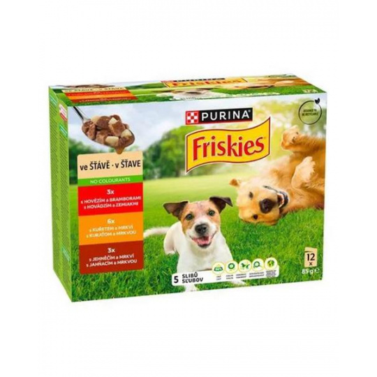 Nestlé Friskies dog Adult Multipack hovädzie&kuracie&jahňacie v šťave kapsička 12x85 g