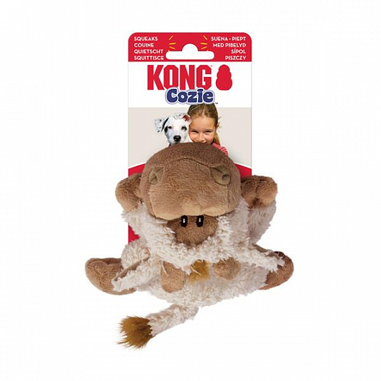 Hračka Kong Dog Cozie Naturals zvieratko s pískatkom ass. polyester S