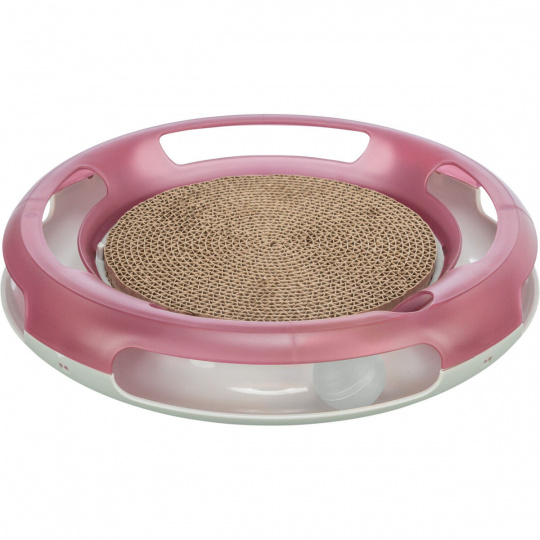 Hračka pre mačku kruh s guľôčkou a škrabacím kartónom 37 cm Hračka pre mačku kruh s guľôčkou a škrabacím kartónom 37 cm