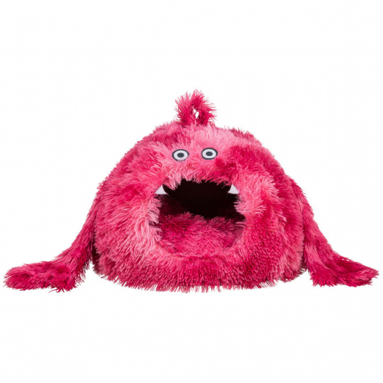 Kukaň MONSTER, 46 x 33 x 46 cm, dlhý plyš, ružovo červená - LIMITOVANÁ PONUKA