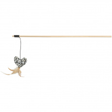 Hrací prút so srdiečkom, pierko, catnip, 50 cm, plyš/drevo