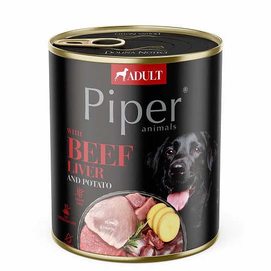 NEW PIPER s hovädzími pečeňami a zemiakmi, konzerva pre psy 800 g