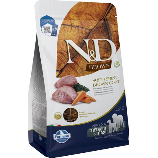 Farmina N&D dog BROWN (GF) adult med/max, spirulina & mrkva, jahňacie 2 kg Farmina N&D dog BROWN (GF) adult med/max, spirulina & mrkva, jahňacie 2 kg