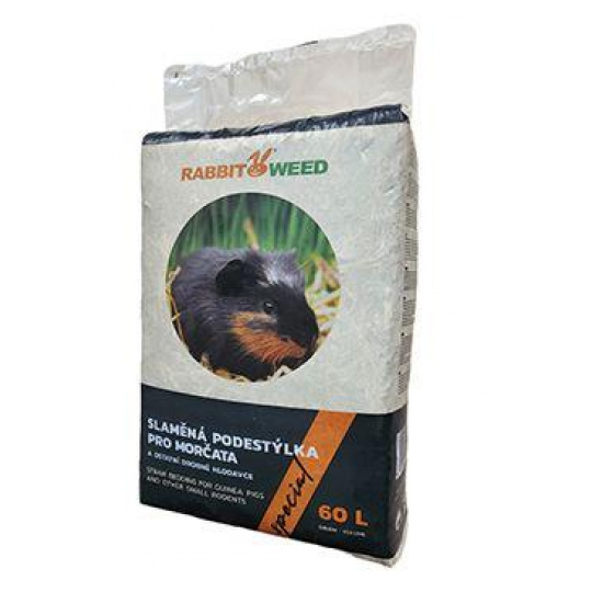 Podestýlka slaměná pro morčata SPECIÁL RabbitWeed 60l Podestýlka slaměná pro morčata SPECIÁL RabbitWeed 60l