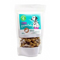 CBD maškrty pre psy králičie 200g
