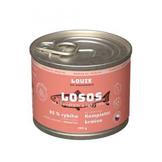 Louie Dog konz. Losos s rakyt.špenátem,prebiotiky 200g