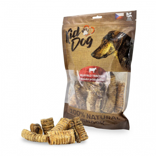KIDDOG 100% Natural Snack, hovězí trachea 4-8 cm / 300 g