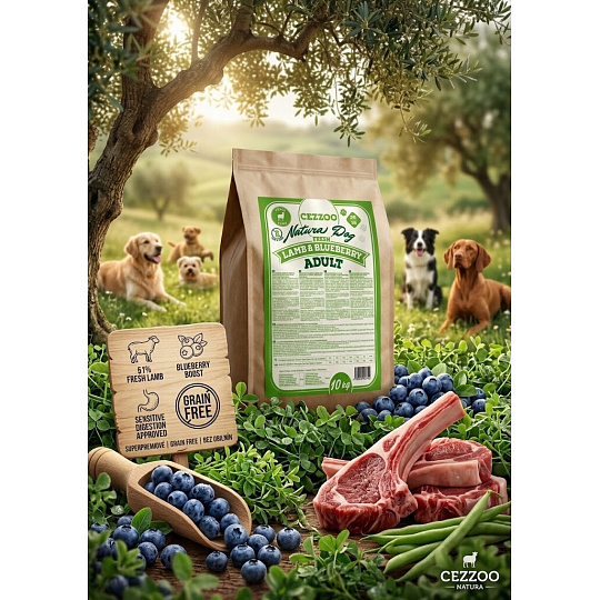 CEZZOO Natura Dog Fresh Lamb&Blueberry Adult GF 10kg CEZZOO Natura Dog Fresh Lamb&Blueberry Adult GF 10kg