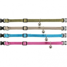 Nylonový nastaviteľný obojok pre mačku, s rolničkou, khaki/béžová/tyrkysová/ružová Nylonový nastaviteľný obojok pre mačku, s rolničkou, khaki/béžová/tyrkysová/ružová