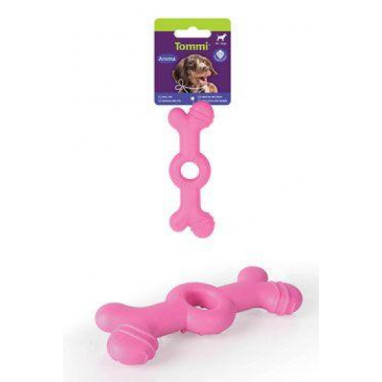 Hračka pes Aroma Kosť malá, ružová 14cm