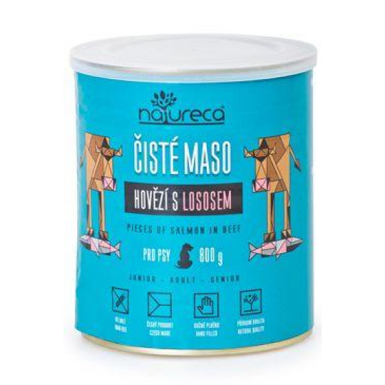 NATURECA konz. hovädzie s lososom pre psy 800g