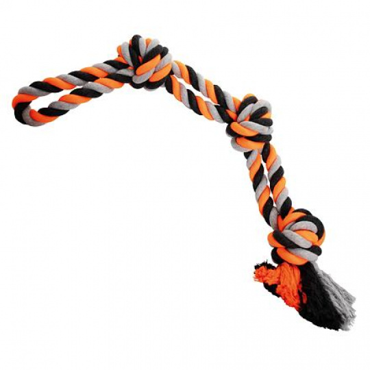 Dvojité lano HipHop bavlnené 3 uzly 60 cm / 450 g sivá, tm.sivá, oranžová Dvojité lano HipHop bavlnené 3 uzly 60 cm / 450 g sivá, tm.sivá, oranžová