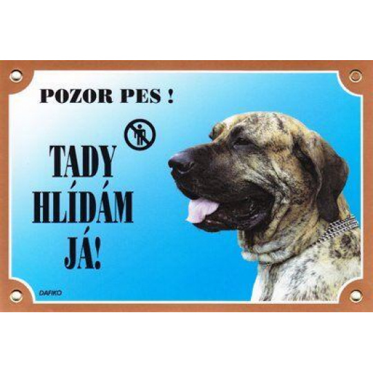 Farebná ceduľka Pozor pes, Brazílska fila Farebná ceduľka Pozor pes, Brazílska fila