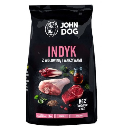 JOHN DOG Adult Turkey with beef and vegetables  - suché krmivo pro psy - 12 kg
