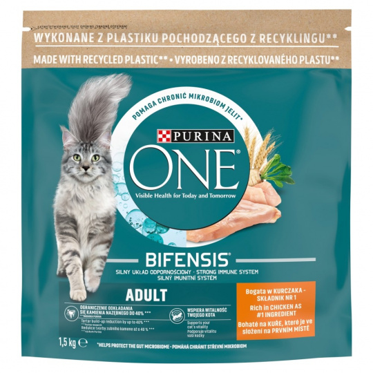 PURINA One Bifensis Adult Chicken - suché krmivo pro kočky - 1,5 kg