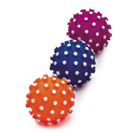 Hračka pes Loptička bodlinka pískacia 6cm latex KAR