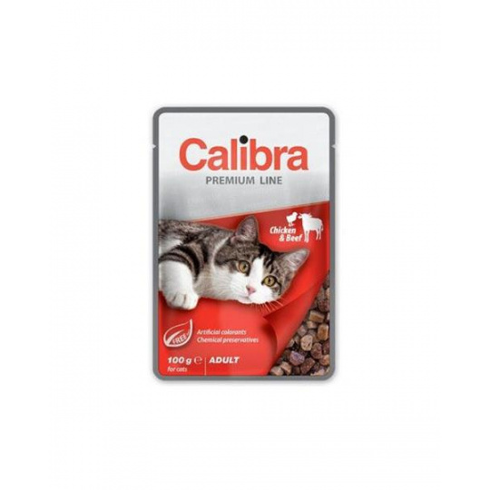 Calibra KAPSIČKA Premium cat Adult Kuracie & hovädzie v omáčke 24 x 100 g Calibra KAPSIČKA Premium cat Adult Kuracie & hovädzie v omáčke 24 x 100 g