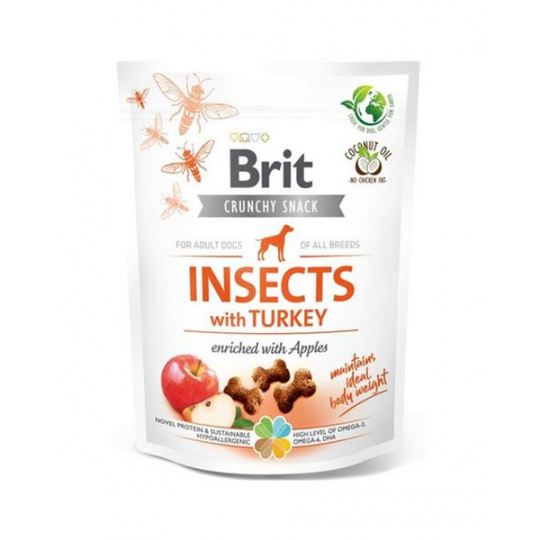 Maškrta Brit Care dog Crunchy Cracker Insect with Turkey and Apples 200 g