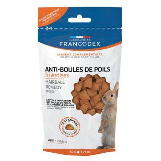 Francodex Pochúťka Hairball remedy králik 50g Francodex Pochúťka Hairball remedy králik 50g