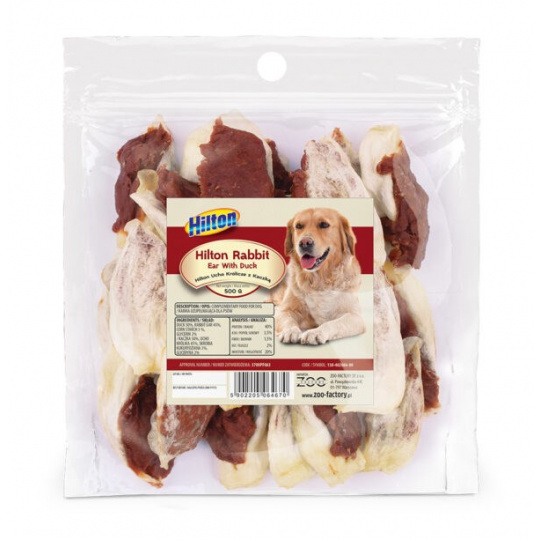 HILTON Rabbit ear with duck - žvýkačka pro psy - 500g