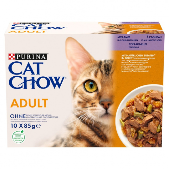 PURINA Cat Chow Lamb, Green Beans - vlhké krmivo pro kočky - 10x85 g