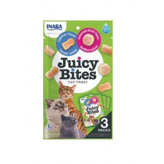 Pamlsok Inaba Juicy Bites cat Vývar & Kalamáre 3 x 11,30 g