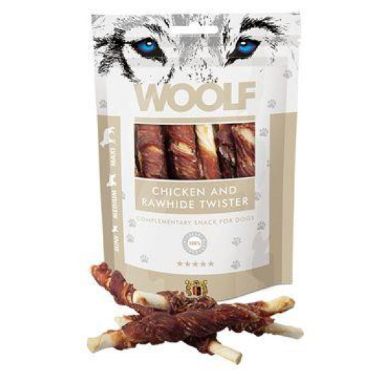 WOOLF pochúťka Chicken and Rawhide Twister 100g WOOLF pochúťka Chicken and Rawhide Twister 100g