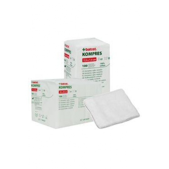 Kompres gáza 7,5x7,5cm 17n 8vr Nesterilné 100ks BATIST