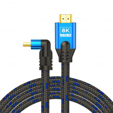 Kabel Savio HDMI (M) v2.1, úhlový, 8K, HDR Dynamic, OFC měď, 5 m, CL-175