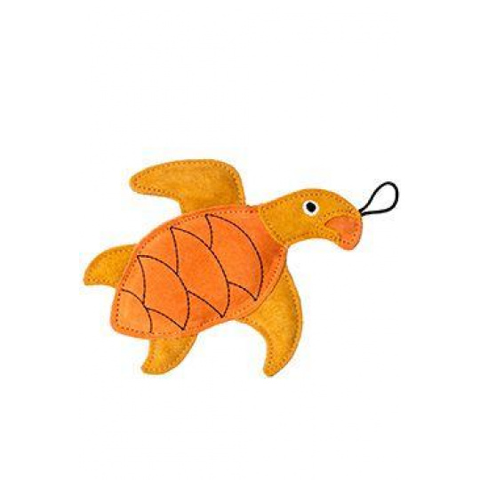 Hračka pes LEATHER TURTLE koža, oranžová 21cm Kiwi Hračka pes LEATHER TURTLE koža, oranžová 21cm Kiwi