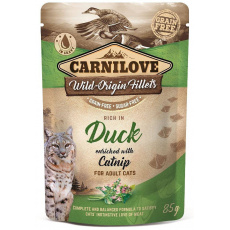 CARNILOVE CAT POUCH Mokré krmivo pro kočky Kachna, Catnip 85 g