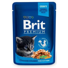 BRIT Premium cat Vrecúško Kitten Chicken Chunks 100 g
