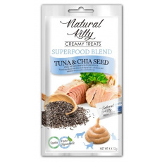 NATURAL KITTY Superfood Blend Tuna with chia seed - pamlsek pro kočky - 4 x 12g