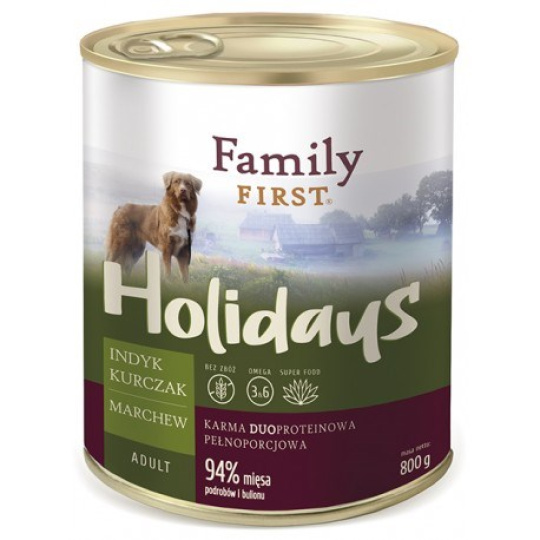 FAMILY FIRST Holidays Adult Turkey, chicken, carrot - Mokré krmivo pro psy - 800 g