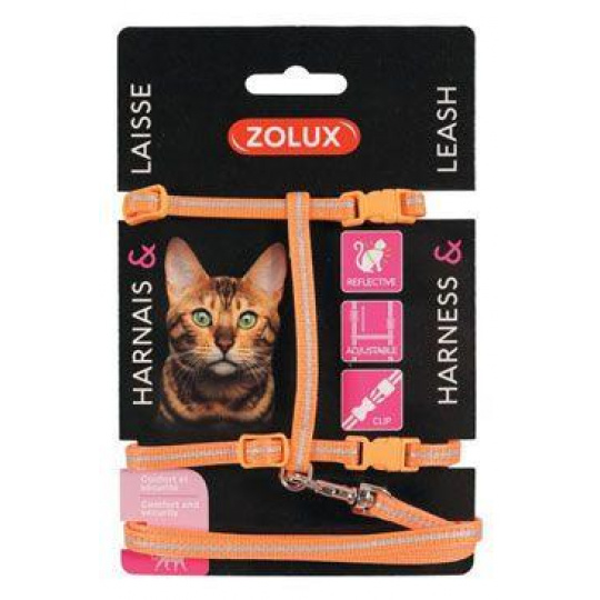 Postroj mačka s vodítkom 1,2m oranžový Zolux Postroj mačka s vodítkom 1,2m oranžový Zolux
