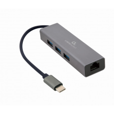 Gembird A-CMU3-LAN-01 USB-C Gigabitový síťový adaptér s 3portovým rozbočovačem USB 3.1